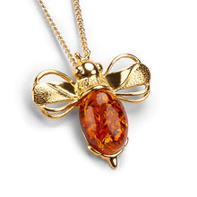 Load image into Gallery viewer, Bumble Bee Necklace in Silver and Amber - Henryka

