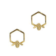 Load image into Gallery viewer, Hexagon Bumble Bee Stud Earrings - Bill Skinner Studio
