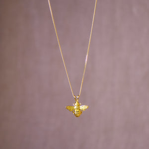 Honey bee necklace in silver / 24ct gold - Henryka
