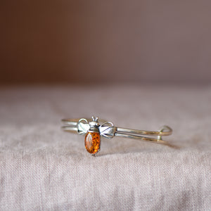 Bumble Bee Bangle in Silver and Amber - Henryka
