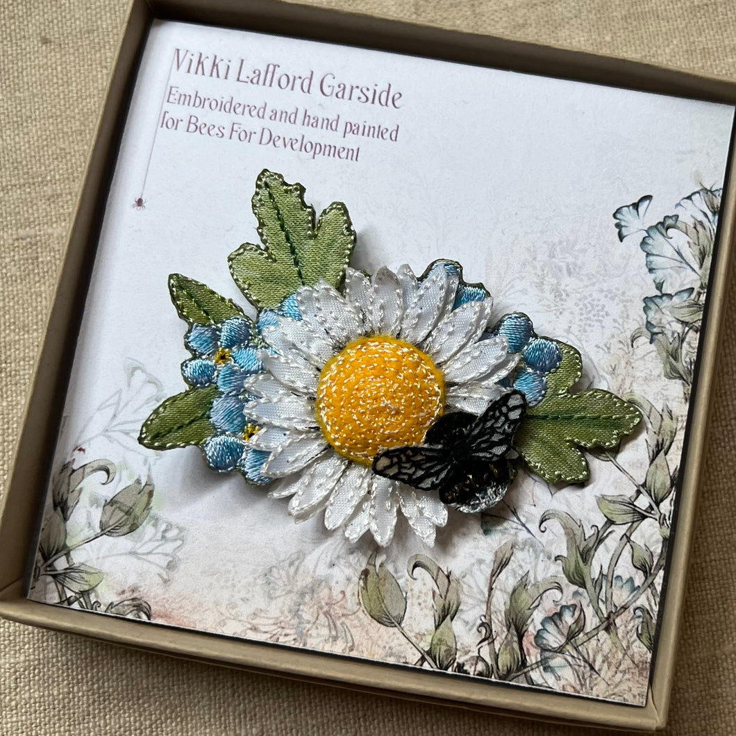 Daisy, Forget-me-not and Bee Brooch - Vikki Lafford Garside