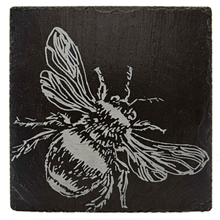 Bee Engraved Slate Coaster