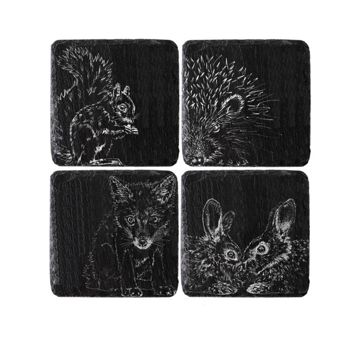 Woodland Animal Engraved Slate Coaster
