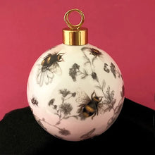 Load image into Gallery viewer, Bees on golden holly bauble - Blue Artemis
