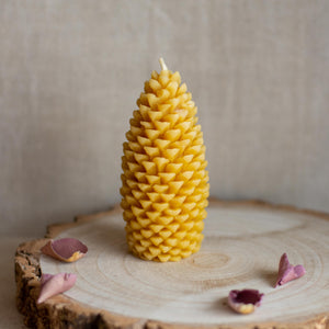 Beeswax pinecone candle
