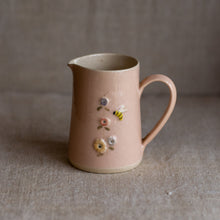 Load image into Gallery viewer, Hogben Pottery Jug - Hollyhock and Honey Bee
