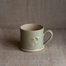 Load image into Gallery viewer, Hogben Pottery Espresso Mug - Hollyhock and Honey Bee
