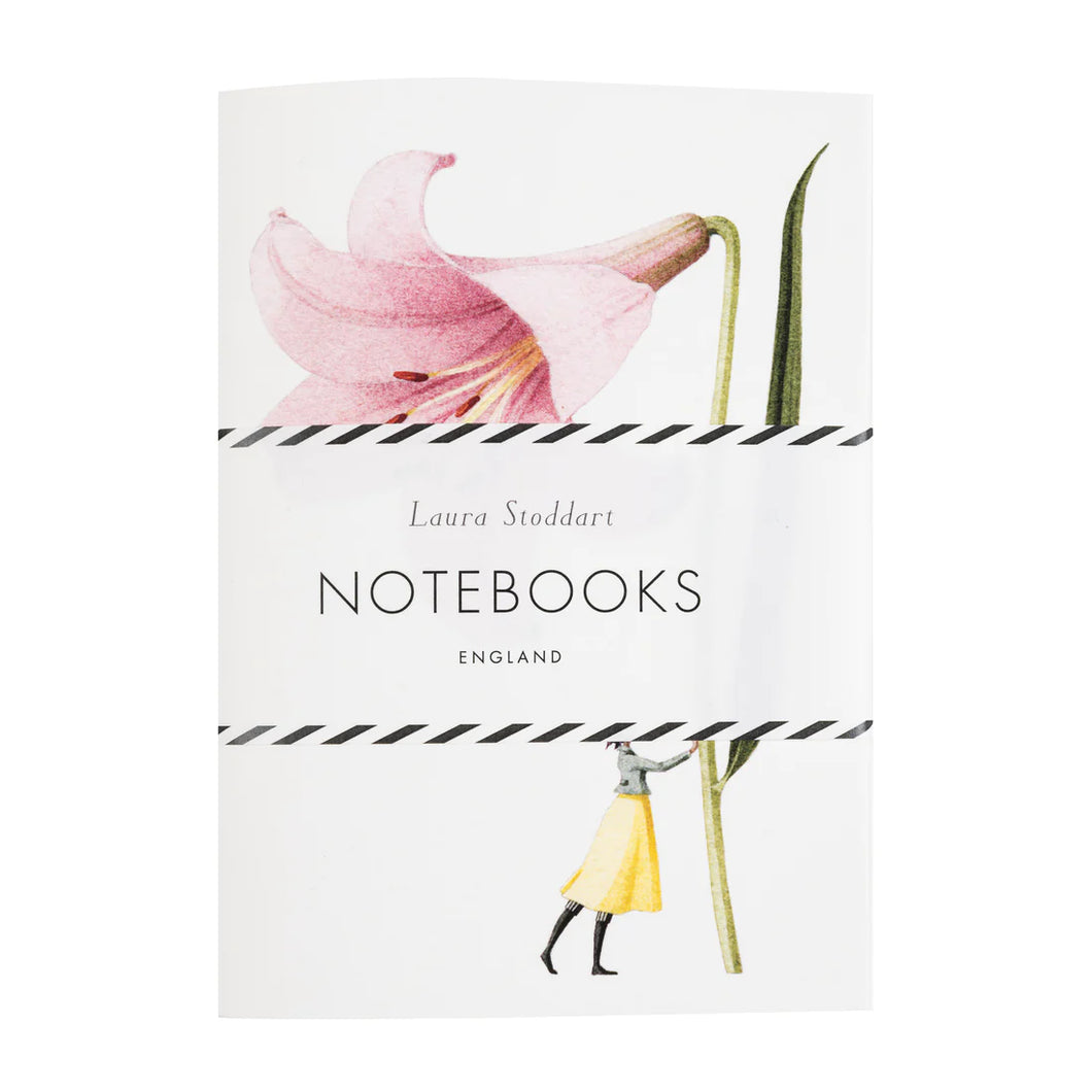 In Bloom Pink Flowers Pair of 2 A6 Notebooks - Laura Stoddart