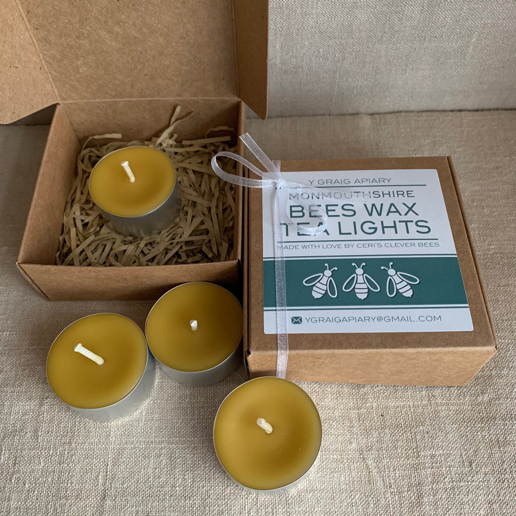 Beeswax tealight gift box - Y Graig Apiary